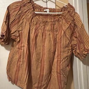 Zara Rust and Black Striped Blouse